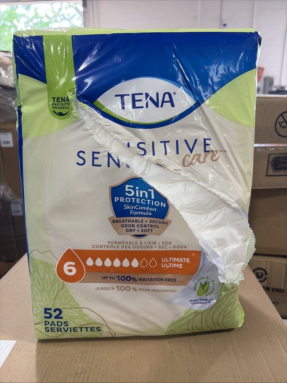 TENA Sensitive Care Ultimate Incontinence Pads for Women, Long, 52 Ct